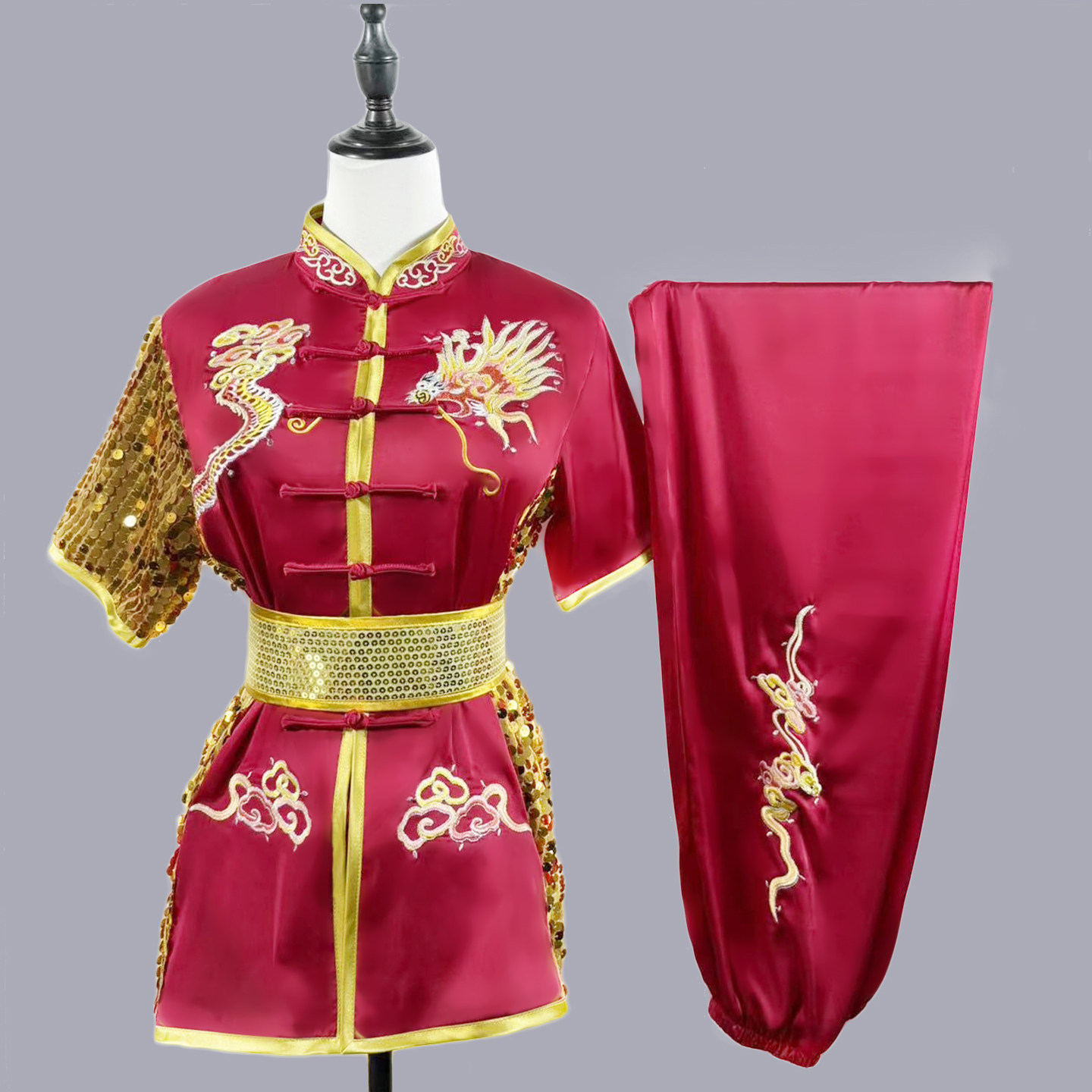 长拳南拳服刺绣龙男女彩服儿童训练服武术表演服刺绣太极服练功服