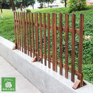 高80cm碳化防腐木围栏栅栏庭院花园菜园实木护栏做旧复古田园折叠