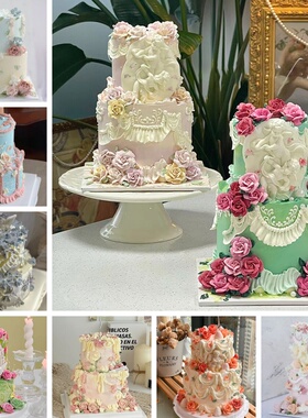 仿真蛋糕模型灯箱展示复古裱花
