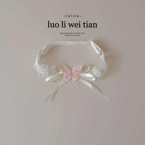 米白花朵蕾丝腿环项圈原宿lolita软萌少女梦幻可爱甜美颈饰女腿圈
