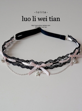 星星铃铛吊坠颈带蕾丝甜酷蝴蝶结choker锁骨链新款脖项圈大腿环女