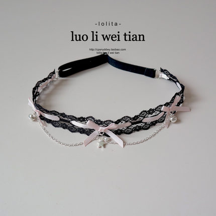 星星铃铛吊坠颈带蕾丝甜酷蝴蝶结choker锁骨链新款脖项圈大腿环女