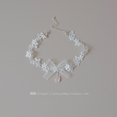 项圈 颈带锁骨链 花与蝴蝶 超仙白色蕾丝choker少女甜美脖饰品新款