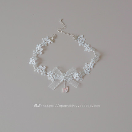 花与蝴蝶 超仙白色蕾丝choker少女甜美脖饰品新款颈带锁骨链 项圈