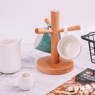 无漆原木色北欧风格树形杯架