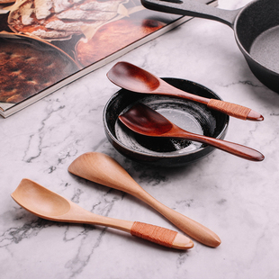 良器 日式平口小号冰淇淋小勺 迷你甜点勺 传统工艺木质小木勺子