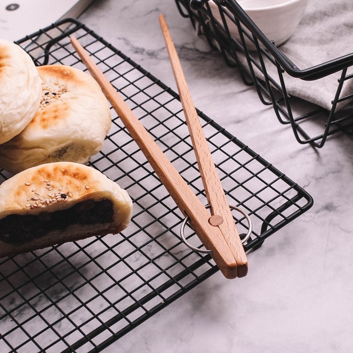 良器雑貨 榉木食品夹厨房 烘焙工具食物夹 加长面包夹蛋糕沙拉夹