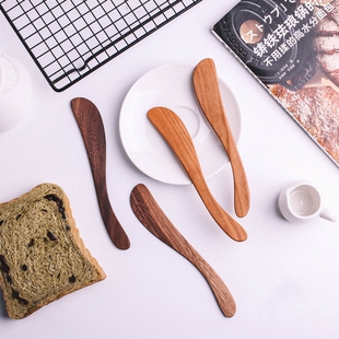 良器无漆黄油刀实木木质刮刀果酱抹刀木餐刀黑胡桃黄油刀抹酱刀