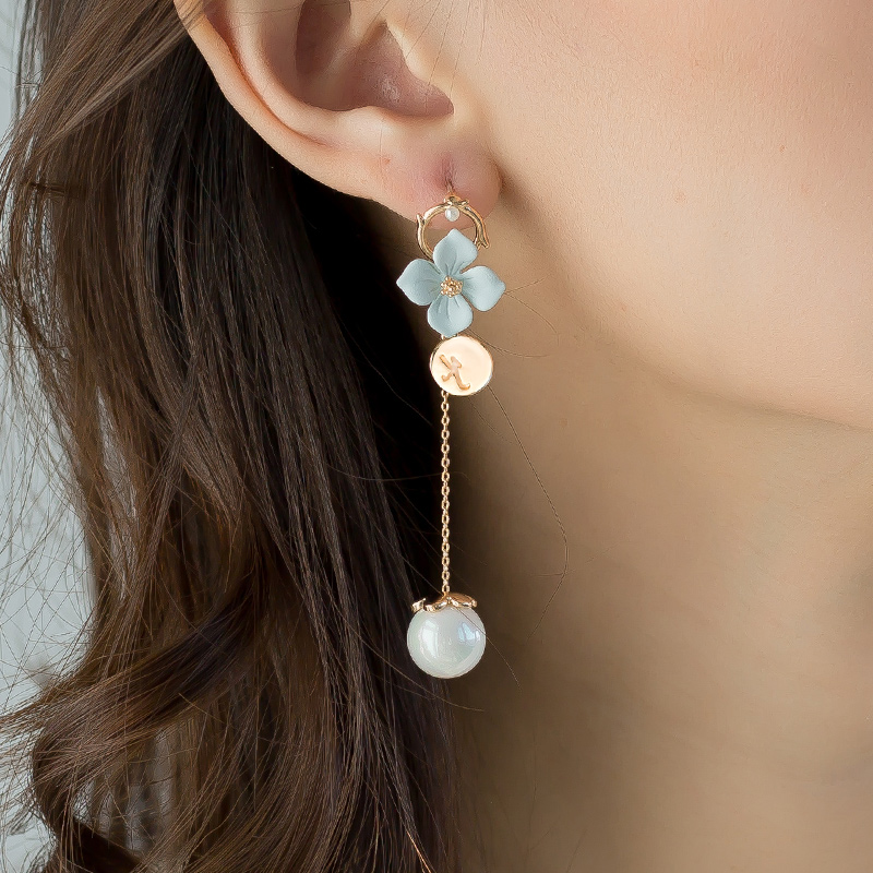 不对称不规则珍珠耳饰女纯银长款