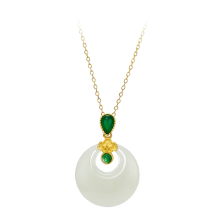 礼物送妈妈和田玉平安扣项链吊坠女妈妈款纯银生日礼品送长辈颈链