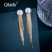 珍珠流苏耳饰耳钉女纯银耳环2026新款 高级感小众独特气质耳坠 爆款