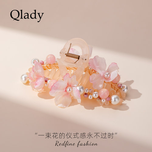 【新品】桃花发夹女后脑勺2026新款抓夹女高级感发饰鲨鱼夹头饰