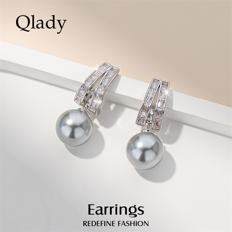 耳饰灰色仿珍珠耳环耳钉女