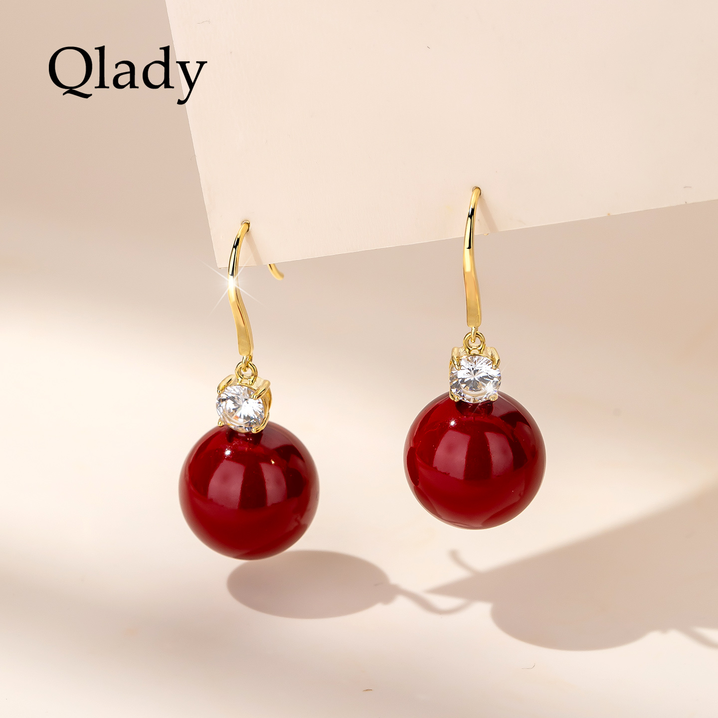 【新品】红色珍珠金色耳饰女耳坠独特漂亮耳环2025新款爆高级耳钩