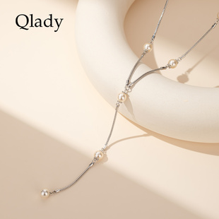 优雅仿珍珠项链配饰女长款2025新款高级轻奢锁骨链配饰毛衣链颈链