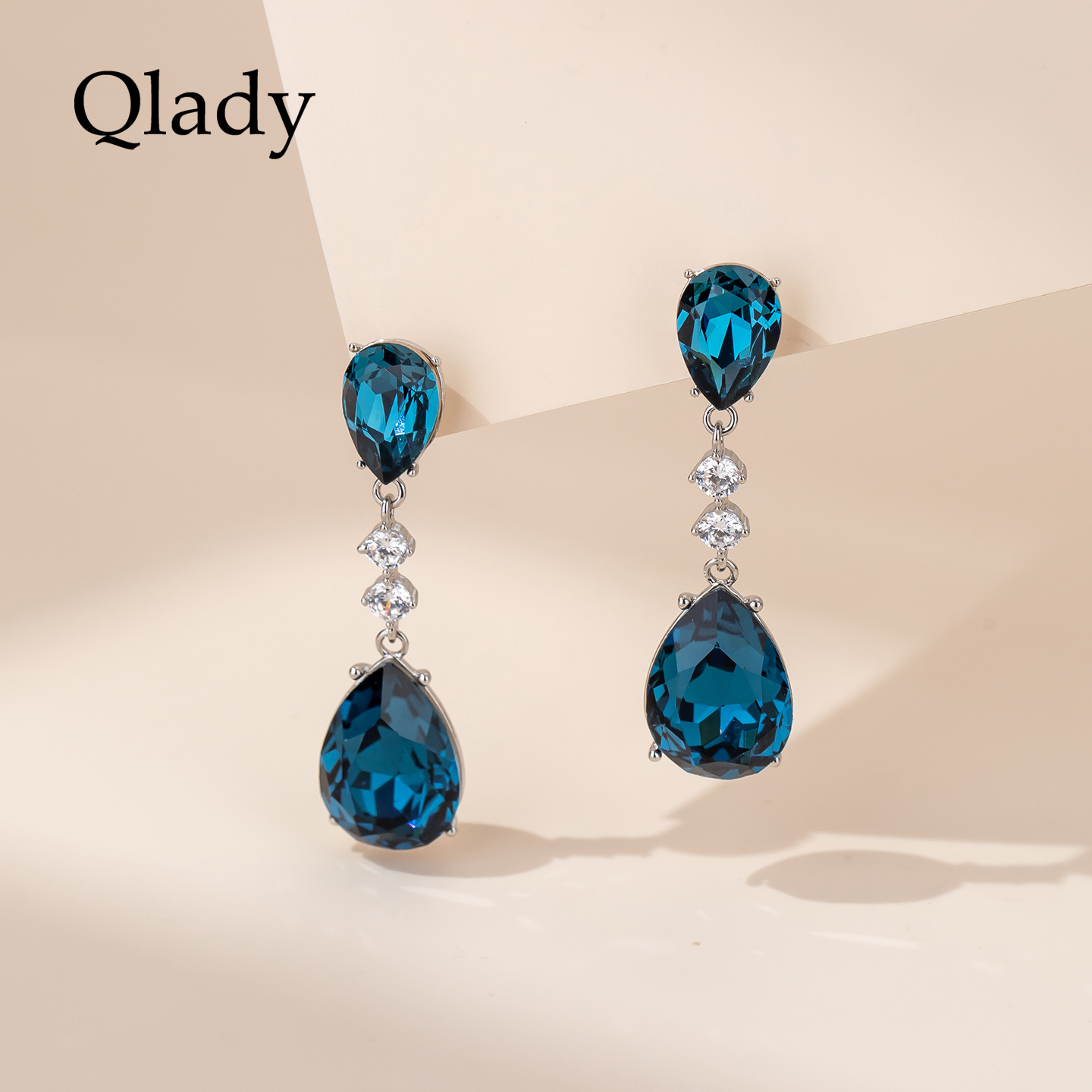 【新品】蓝水滴耳坠秋冬银耳饰女士耳环2025新款爆款高级轻奢配饰