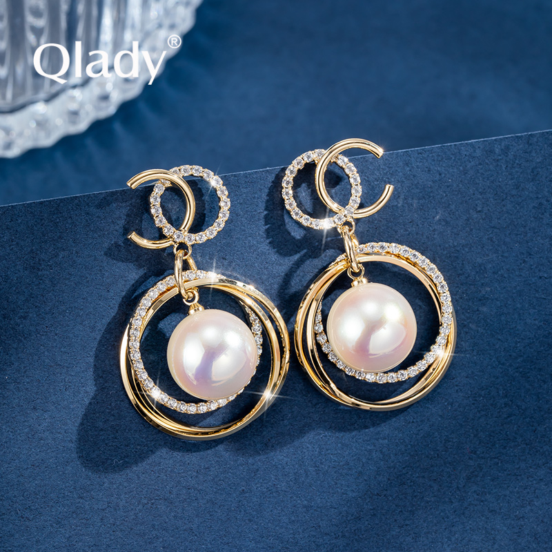 贝珠耳钉女纯银小众耳坠轻奢耳饰