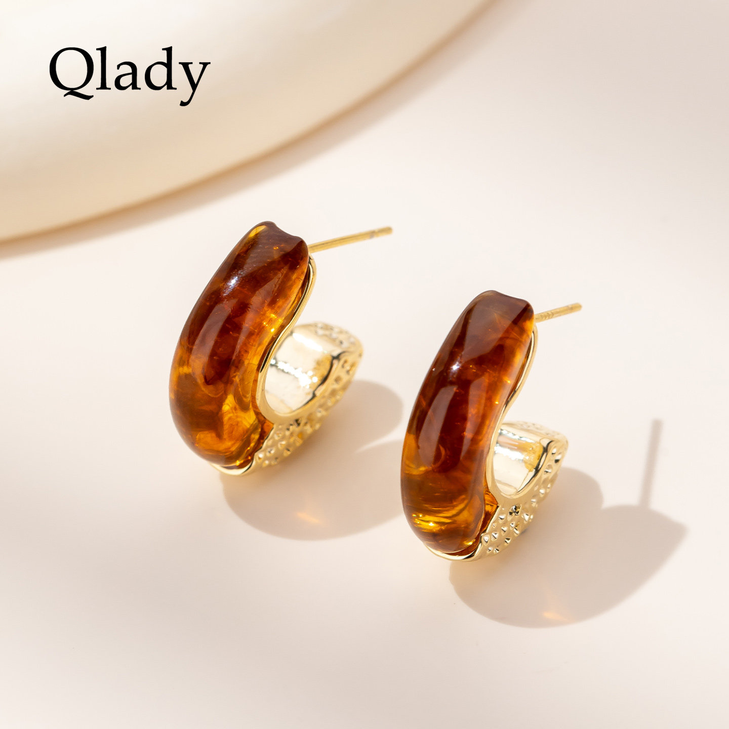 【新品】琥珀耳圈耳扣金色耳饰女独特耳环2025新款爆款高级感耳钉,饰品/流行首饰/时尚饰品新,耳环,淘宝优惠券,粉丝福利购,淘宝优惠卷