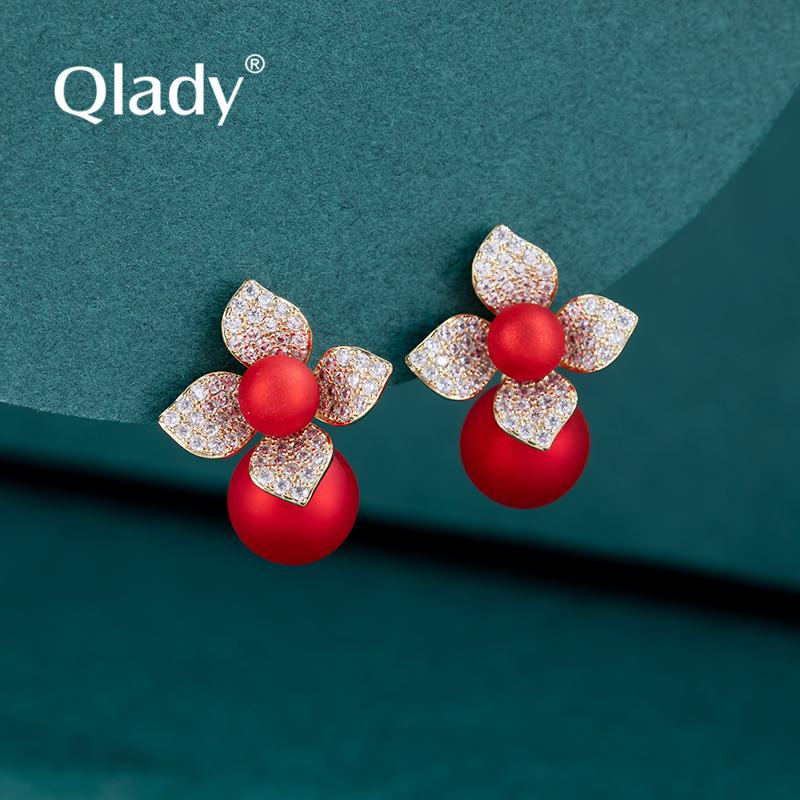 红色珍珠纯银红色纯银新款