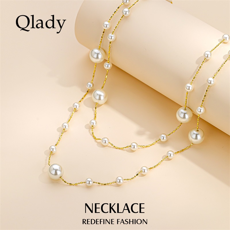 双层项链毛衣链珍珠毛衣链女