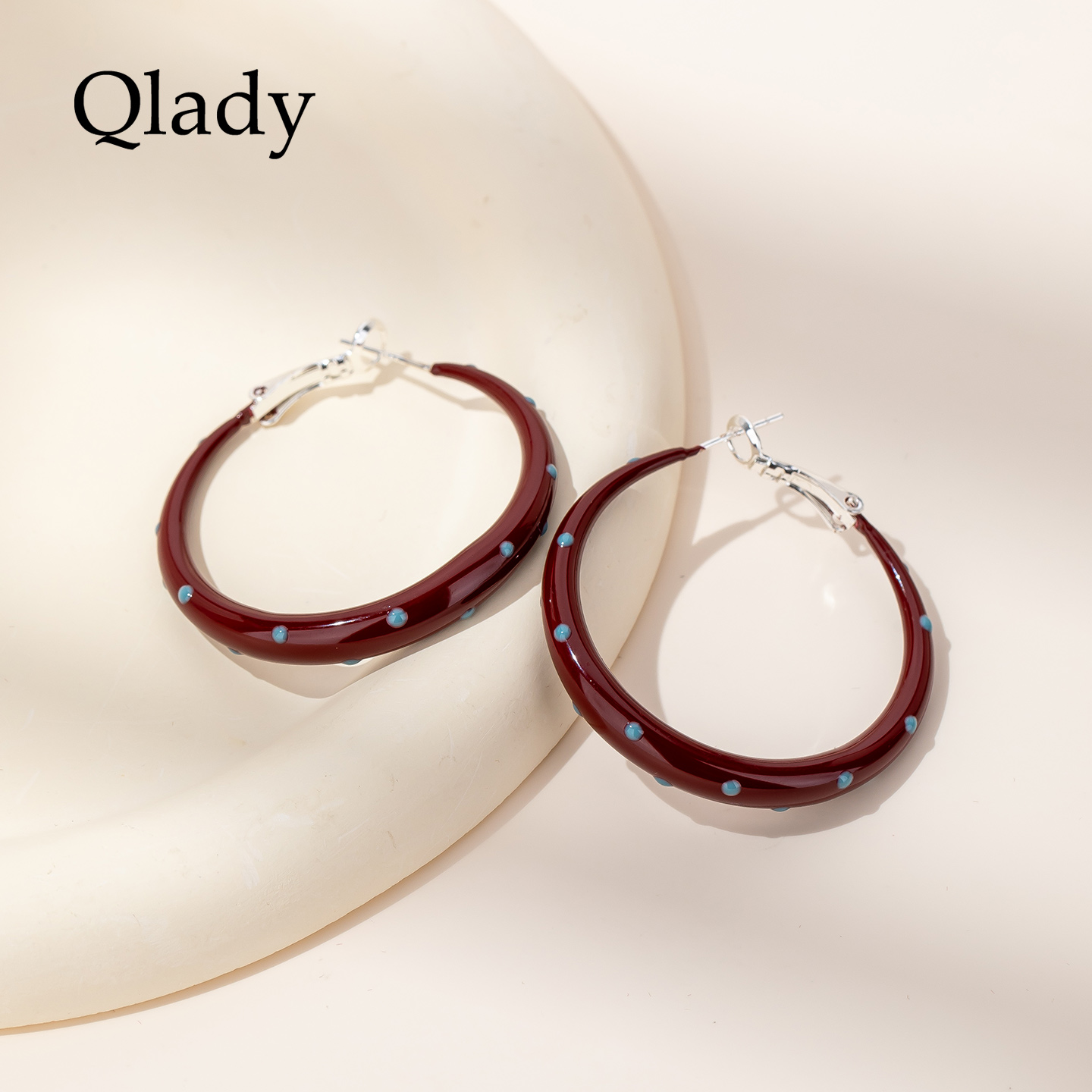 【新品】红色大耳圈耳扣耳饰女独特素圈银耳环2025新款爆款高级感