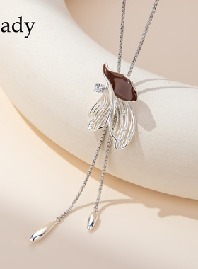 【新品】蝴蝶抽拉毛衣项链女款2025新款高级感轻奢小众吊坠配饰品