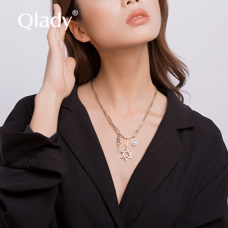 高档毛衣链短款项链女款2026新款锁骨链颈链ins嘻哈吊坠配饰挂件