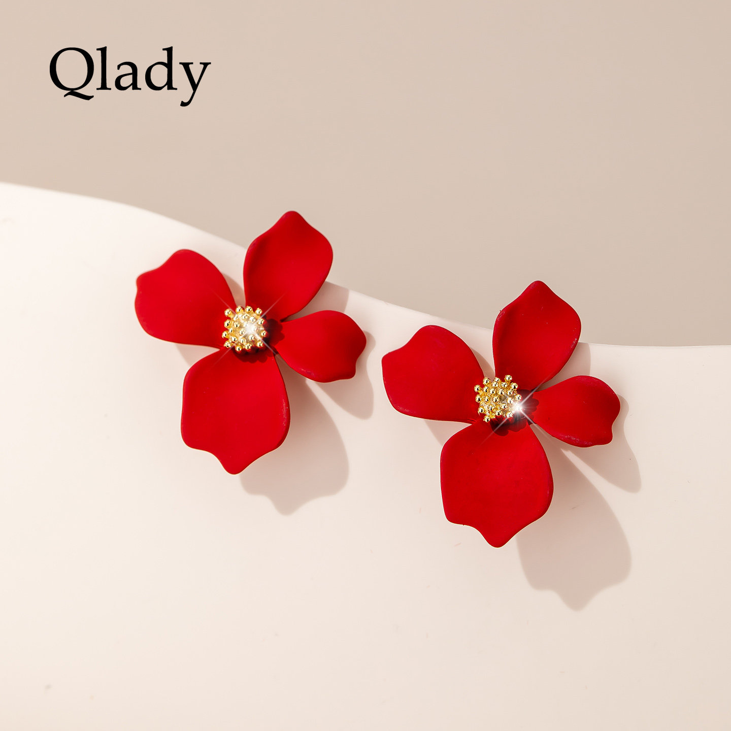 【新品】养耳洞红色耳饰花朵银针耳钉女小众设计轻奢高级感耳环,饰品/流行首饰/时尚饰品新,耳钉,淘宝优惠券,粉丝福利购,淘宝优惠卷