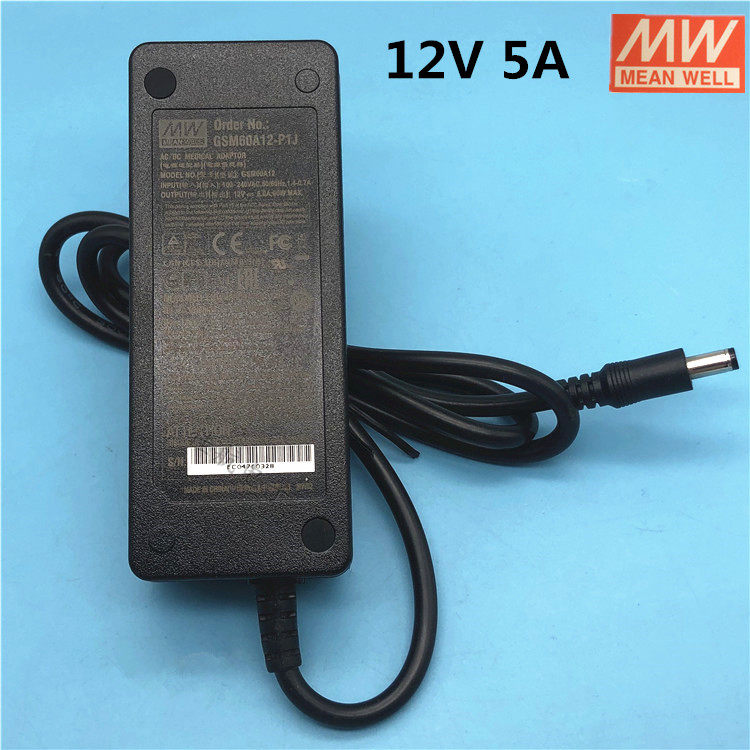 明纬12V5A液晶显示器电源适配器GSM60A12-P1J监控投影机摄像头