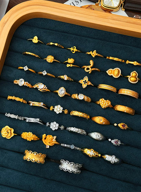 新款法式复古风时尚精致拉丝微镶锆石花朵戒指女小众设计戒子