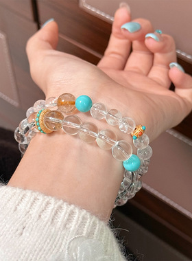 时尚简约气质百搭925银白水晶手串手链轻奢高级感复古精致手饰女