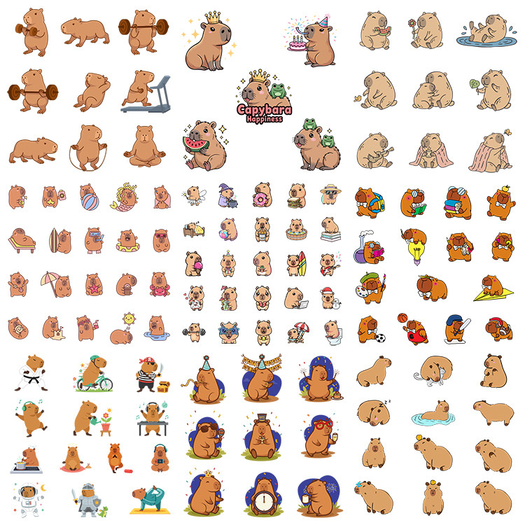 卡通卡皮巴拉插画 可爱水豚动物形象 AI格式矢量设计素材