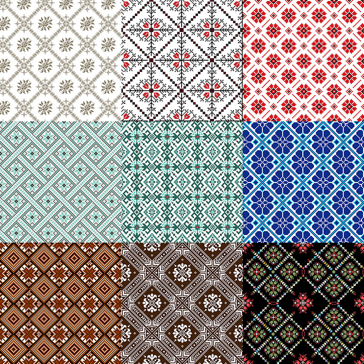 民族花纹无缝拼接背景 复古传统风格底纹纹样 AI格式矢量设计素材