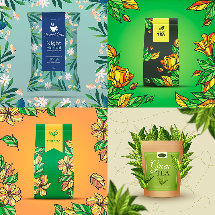 绿茶包装效果图 精美茶叶外包装展示海报背景 AI格式矢量设计素材