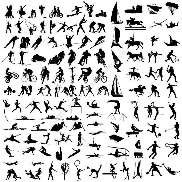 体育运动人物剪影 竞技比赛项目图标 ai格式矢量设计素材