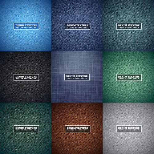牛仔布底纹背景 9款牛仔面料无缝拼接花纹底 AI格式矢量设计素材