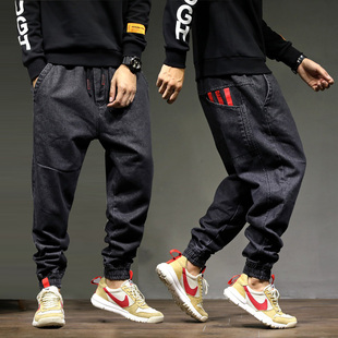 加肥加大牛仔裤大码男装秋冬2026新款胖人潮流胖子松紧腰宽松束脚