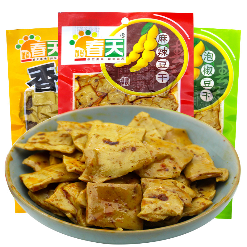 春天香菇豆干70g袋装即食麻辣泡椒味豆腐干零食解馋休闲食品小吃