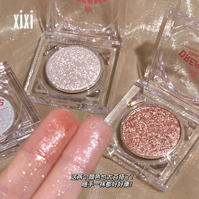 xixi单色高光眼影珠光碎钻爆闪亮晶晶牛郎织女眼影盘氛围