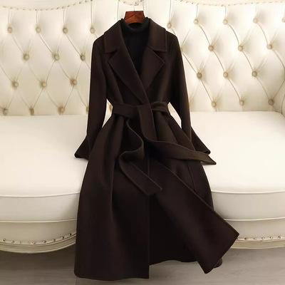 双面羊绒大衣女中长款2024年秋冬新款过膝修身显瘦正肩羊毛呢