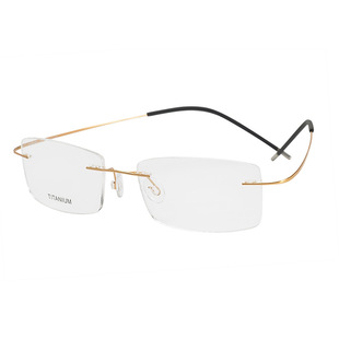 商务男士 无框无螺丝眼镜架超轻纯钛近视眼镜咖啡色蓝色 眼镜诗乐款