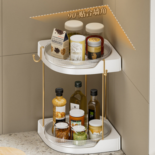 厨房旋转调料置物架转角油盐酱醋调味料品瓶罐台面墙角落收纳架子
