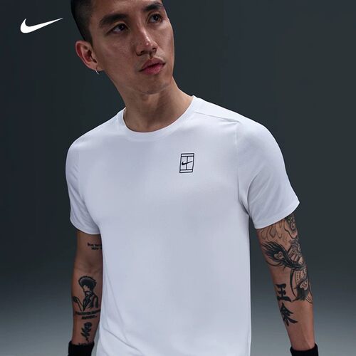 Nike/耐克官方正品夏季男士轻盈透气圆领网球运动短袖FZ6911-100