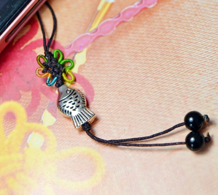 开运云南民族风复古饰品 情侣挂件挂饰藏银藏饰小鱼手机链SJL009