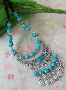 民族风项链复古百搭秋月牙挂件