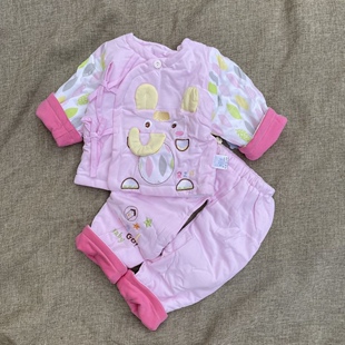 910婴儿棉衣宝宝冬季加绒加厚套装保暖纯棉新生儿套装棉