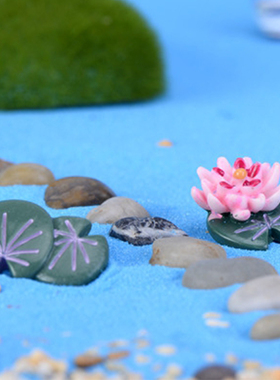 仿真莲花荷叶小摆件家居水族装扮