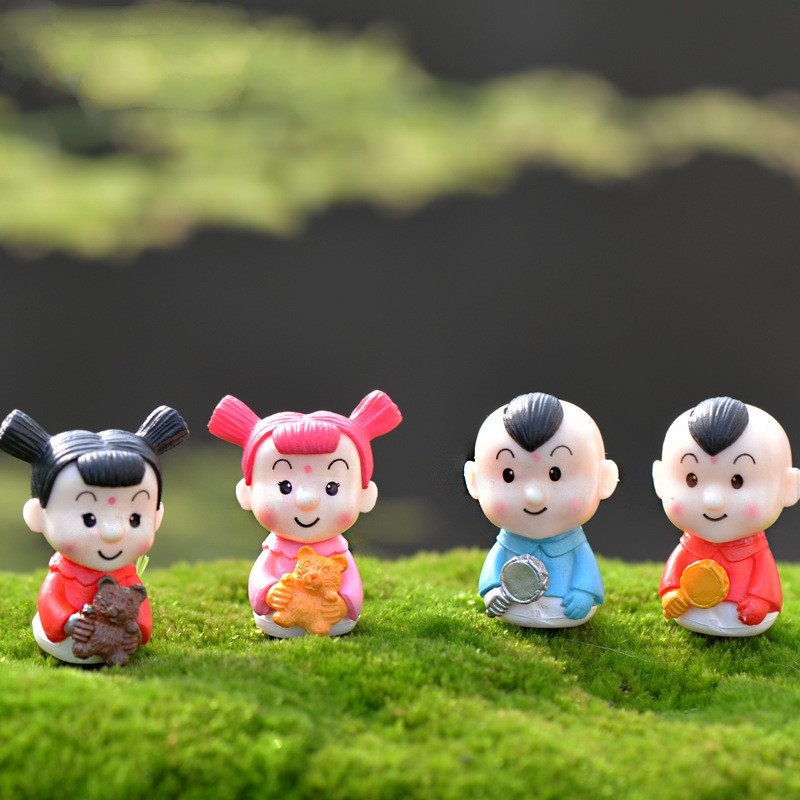 ins卡通福娃树脂公仔新年玩偶儿童娃娃happy烘焙蛋糕装饰扮摆插件