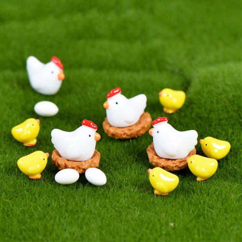8款仿真母鸡孵蛋公仔苔藓微景观装扮摆件家禽主题烘焙蛋糕DIY材料