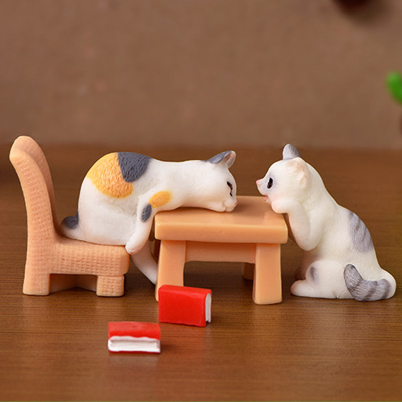 15款写实小猫咪公仔生日礼物鱼缸多肉花盆栽微景观烘焙蛋糕装饰品